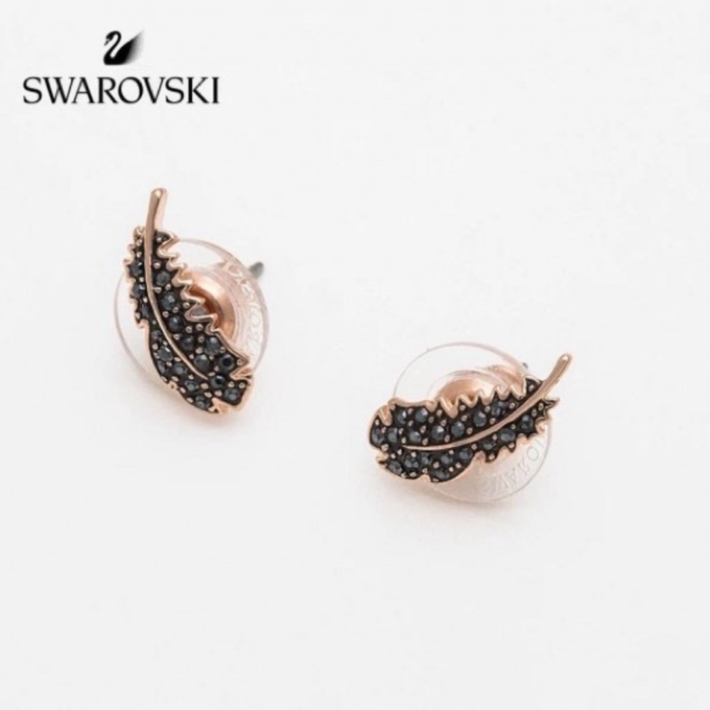 Swarovski Naughty Black Feather Earrings